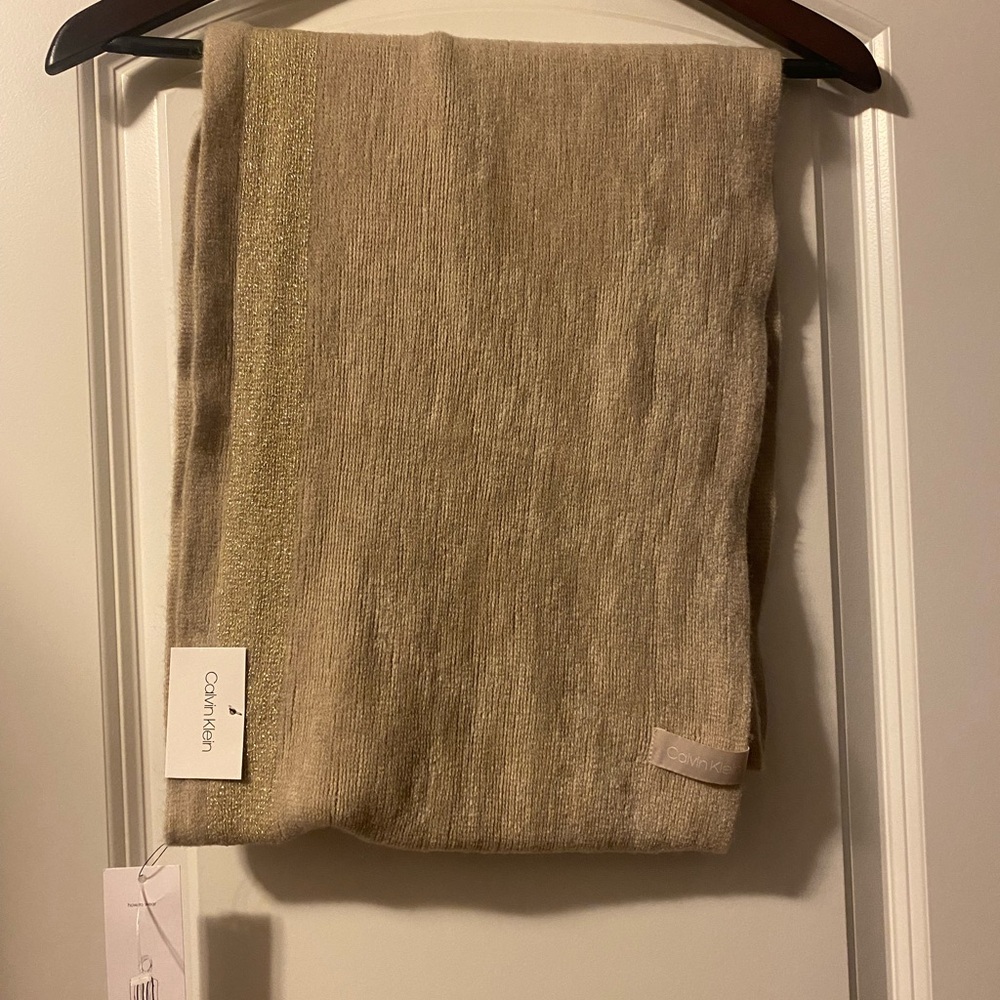 Calvin Klein Beige and Gold Infinity Scarf